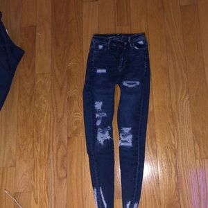 Dark blue next-level stretch ripped jeans from American eagle